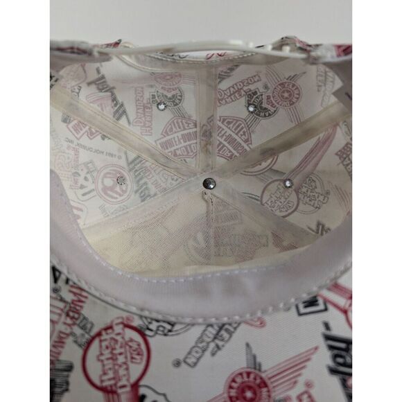 Vintage Harley Davidson 1991 VERNE HOLOUBEK Allover Logo Red Black White Hat Cap - Picture 6 of 11